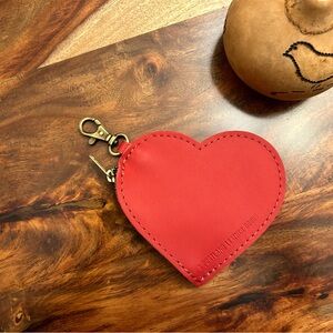 Portland Leather Red Heart Key & Card Holder